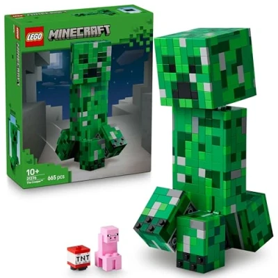 Image of LEGO Minecraft The Creeper Toy Posable Mob Figure incl. a Hidden Compartment with Pig &amp; TNT Element Building Set for 10+ Year Old Boys, Girls Gaming Fans 21276