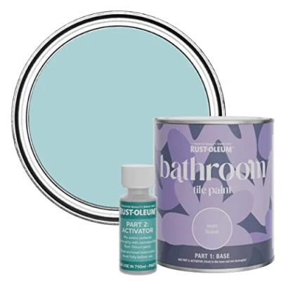 Image of Rust Oleum Blue Water Resistant Bathroom Tile Paint in Matt Finish Little Cyclades 750ml