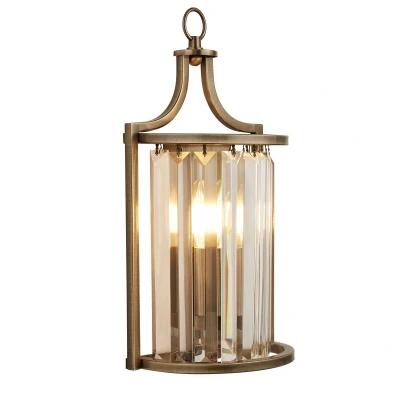 Image of Victoria Wall Light Antique Brass, Clear Crystal