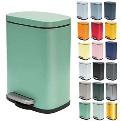 Image of Spirella Akira Collection Pedal Bin, 21.4 x 17.6 30 cm, 5 Litres, Steel, Green