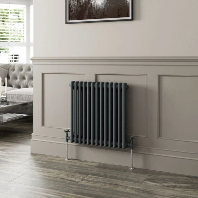Image of Park Lane Traditional Colosseum Double Bar Column Radiator Anthracite 600 x 605mm
