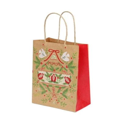 Image of Talking Tables 8 x Folklore Green Christmas Paper Party Gift Bags with Strong Handles for Presents, Sweets, Secret Santa Partybag Fillers Kids Birthday, Baby Shower, Wedding Girls or Boys