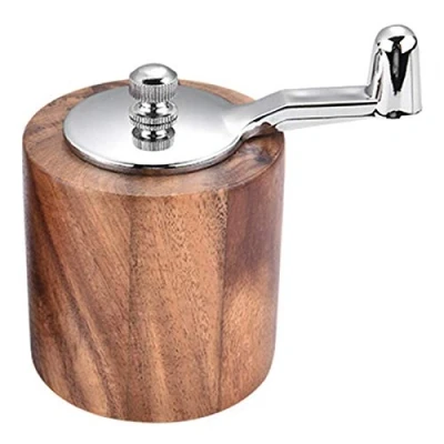 Image of Ctzrzyt Salt and Pepper Mill, Hand Crank Wood Grinder Shaker with Handle Adjustable Ceramic Rotor