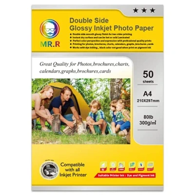 Image of MR.R Dual Side Photo Paper High Glossy Coated 300gsm for Inkjet Printing (A4 210 x 297mm 50sheets)