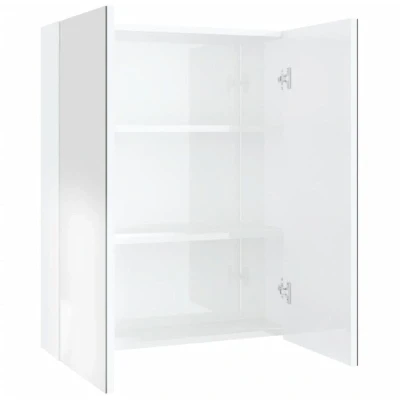 Image of vidaXL Bathroom Mirror Cabinet 60x15x75 cm MDF Shining White