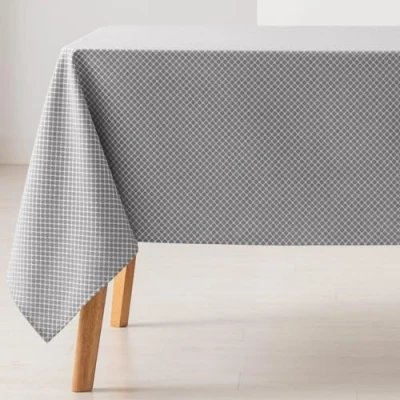 Image of GAMUSI Stain Resistant Tablecloth Rectangular Small Diamond Smooth Jacquard Waterproof 140 x 200 cm, Touch Fabric, Light Grey