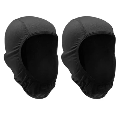 Image of UILYNIU 2 Pieces Black Balaclava Breathable Full Face Ski Mask Thermal Under Helmet Protection Cycle Motorcycle Bike for Skiing Moto Cycling Wind Resistant Breathablestant (Nylon, Black)