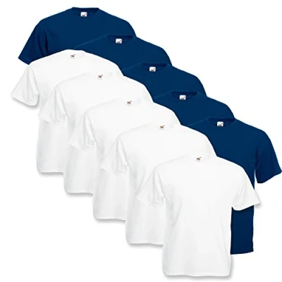 Image of Fruit of the Loom Valueweight Men’s T Shirt, Pack 5, 5 white/5 navy, XL