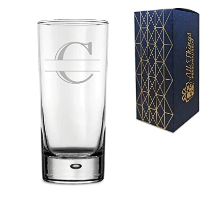 Image of Personalised Engraved Novelty Initial and Name HiBall Tumbler, Letter C, Personalise with Any Name, Gift Boxed, Perfect for Occasion