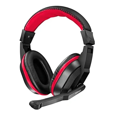 Image of Trust Gaming Ziva Over Ear Headphones with Retractable Microphone, Black / Red