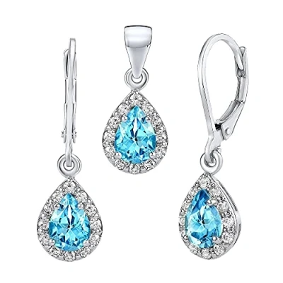 Image of SILVEGO FNJS1032TS Women 925 Sterling Silver Jewellery Set with Genuine Swiss Blue Topaz