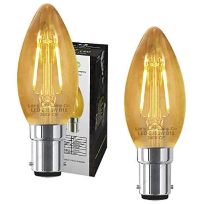 Image of 2 x 2w LED Candle B15 Small Bayonet Industrial Filament Vintage Light Bulb Glass Body SBC