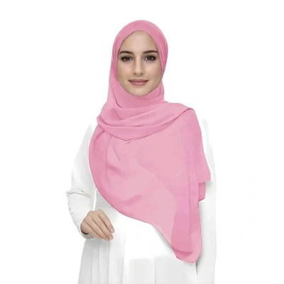 Image of Premium Chiffon Hijab Head Scarf Shawl Wrap for Muslim Women Lightweight (Rose Pink)