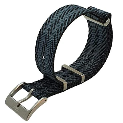 Image of Max Nylon NATO Watch Strap Seat Belt Brushed Stainless Steel Buckle Replacement Band for Men Women 20mm 22mm Colour Options (22mm, Black/Grey)