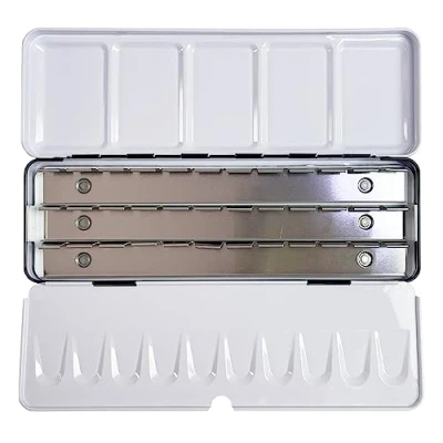 Image of FCLUB Empty Watercolor Tins Palette Medium Paint Case for Holding 36 Half Pans or 21 Full
