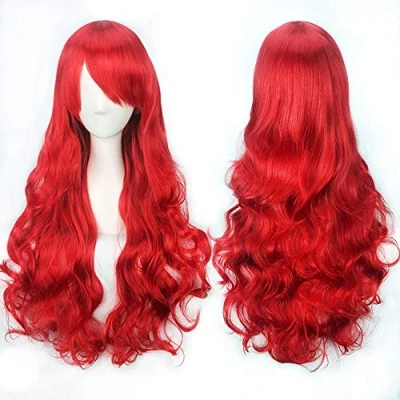 Image of ColorfulPanda Charming Long Red Curly Full Wavy Hair Wig Anime Cosplay Halloween Costume Party Synthetic Wigs for Women