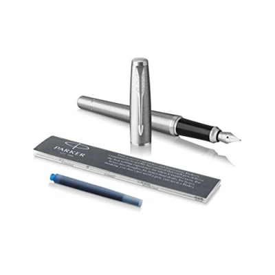 Image of Parker (1975440 Urban Fountain Pen, Metro Metallic, Medium Nib with Blue Ink, Blister Pack
