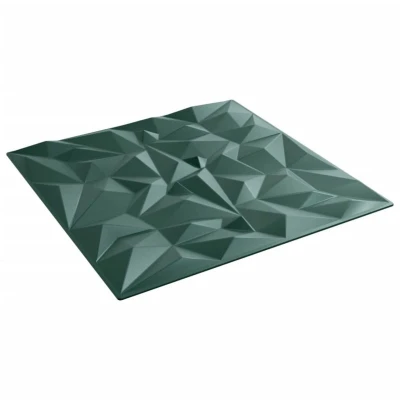 Image of vidaXL Green Wall Panels Cover 48 pcs XPS Foam Amethyst Wallpaper Tiles Water Resistant 50x50 cm for Bedroom, Living Room, Office