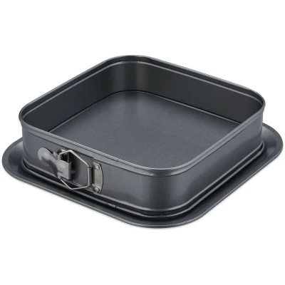 Image of Relaxdays Springform, Square, 24 x cm, with Leakage Protection, Steel, Non Stick Baking, Cake Pan, Anthracite