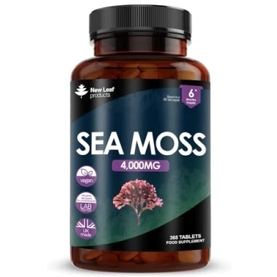 Image of sea Moss Tablets Extract High Strength 4000mg Supplement 365 (not Capsule) Potency UK Made Vegan Non GMO