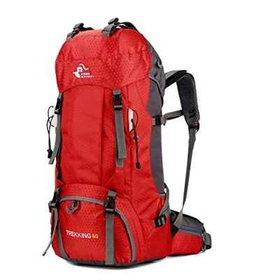 Image of 60L Waterproof Ultra Lightweight Packable Climbing Fishing Traveling Backpack Hiking Daypack,Backpack,Handy Foldable Camping Outdoor Bag with a Rain Cover (Red)