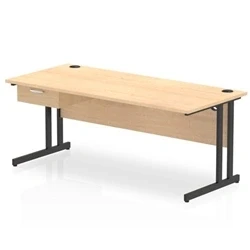 Image of Impulse 1800x800 Desk Maple/Black Cantilever Leg 1x1 Drawer Fixed Ped