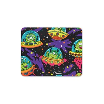 Image of Destination Vinyl Ltd Funky UFO Aliens Mouse Mat Pad Alien Kids Funny Monster PC Computer #8355