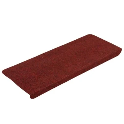 Image of vidaXL Stair Mats Vibrant Red, Slip Resistant, Noise Dampening, Needle Felt Fabric, Self Adhesive Easy Install, Set of 15