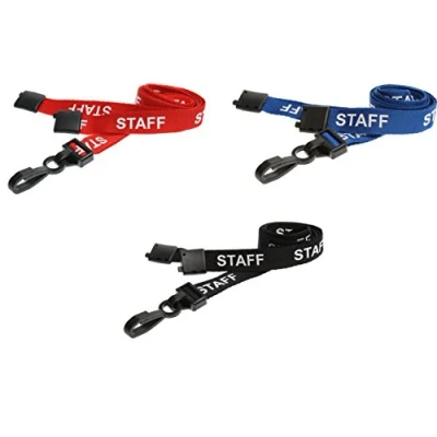 Image of ID Card It 1 Blue Staff Pass Badge Holder Neck Strap Safety Breakaway Lanyard (P.