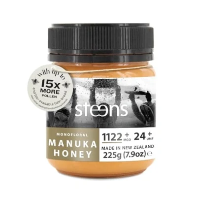 Image of Steens Manuka Honey MGO 1122+ Pure &amp; Raw 100% Certified UMF 24+ Bottled and Sealed in New Zealand 225g