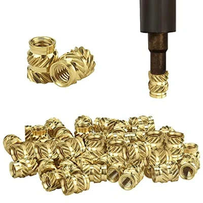 Image of STCRERAG 50 Pcs Thread Insert M3 Knurled Brass nut Female Heat Set Nuts Embedment Threaded Bushings Press by or Ultrasound for Plastic Parts,3D Pressure Parts