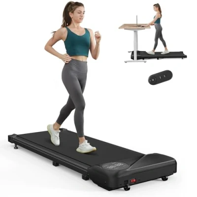Image of Dripex Under Desk Treadmill, 2.5HP Walking Pad Treadmill with 6 Shock absorbing Cushions &amp; Widen Running Belt, Portable Remote Control and LED Display, 1 6km/h, No Assembly