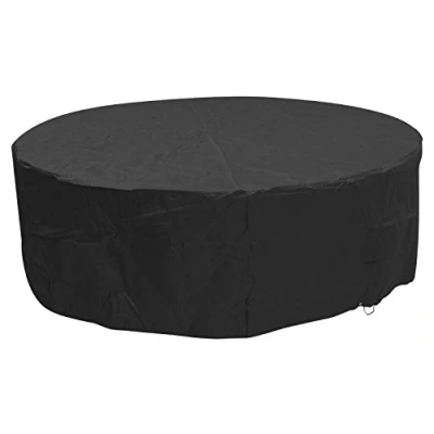 Image of Woodside Black 6 8 Seater Round Waterproof Outdoor Garden Patio Furniture Set Cover Heavy Duty 600D Material 0.8m x 2.52m / 2.6ft 8.3ft 5 YEAR GUARANTEE