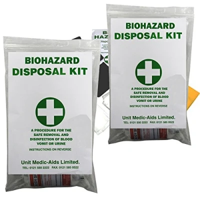 Image of Qualicare Emergency Bio Hazard Body Fluid Blood Spill Clean Up Disposal Kit Bag Twin Pack