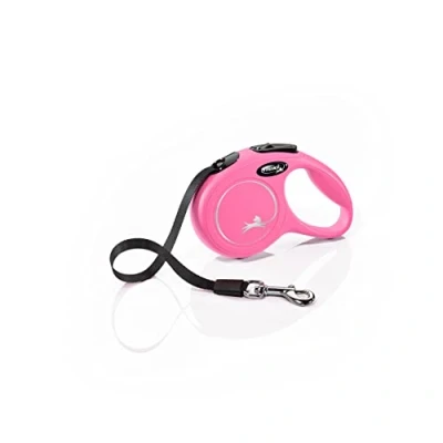 Image of Flexi New Classic Tape Pink Extra Small 3m Retractable Dog Leash/Lead for dogs up to 12kg/26lbs