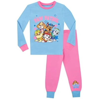 Image of Paw Patrol Girls Chase Marshall Skye Everest Pyjamas Snuggle Fit Multicoloured 5 6 Years