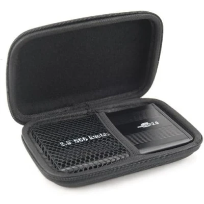 Image of AKORD 2.5 Black Small Compact Protective EVA Case Bag Pouch for USB External Portable Hard Drive Pocket Carrying Memory Card Disk