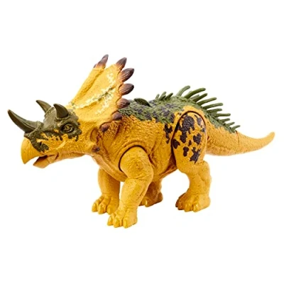 Image of Mattel Jurassic World Dinosaur Toy Regaliceratops with Roar Sound &amp; Attack Action, Wild Posable Figure, Physical Connected Digital Play, HLP19