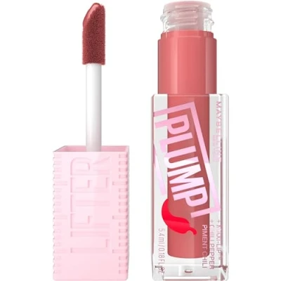 Image of Maybelline New York, Lifter Plump Lip Gloss, Lasting Plump, Heated Formula with Hyaluronic Acid and Chilli Pepper, XL Wand, Vegan Formula, Shade: 005 Peach Fever