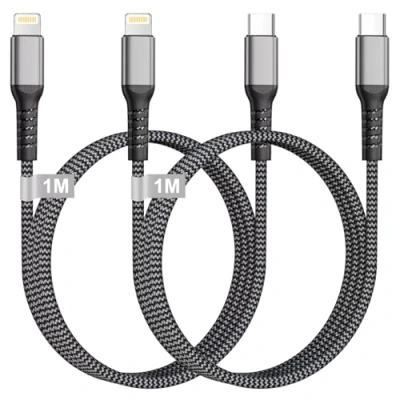 Image of KINPEE USB C to Lightning Cable 2Pack 1M iPhone Charger [MFi Certified], Fast Charging Lead Wire for 14/13/12/11/X/XS/XR/8/7/6/SE, AirPods