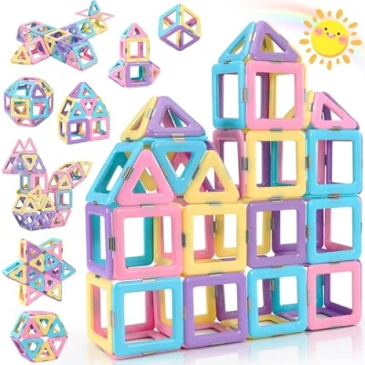Image of Lovchil Magnetic Building Blocks, Tiles Construction Set STEM Montessori Toys, 36pcs Preschool Toys for 3 4 5 6 7 8 Year Old Girls boys kids toddlers Christmas Birthday gifts