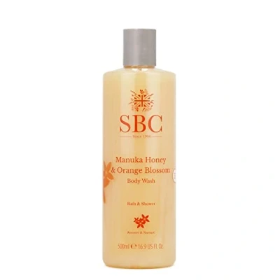 Image of SBC Skincare Manuka Honey &amp; Orange Blossom Body Wash 500ml Luxury Shower Gel and Bubble Bath For All The Family