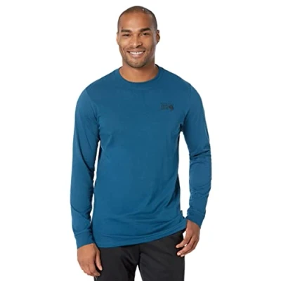 Image of Mountain Hardwear Men&#039;s MHW Logo in a Box Long Sleeve Shirt, Dark Caspian, Medium