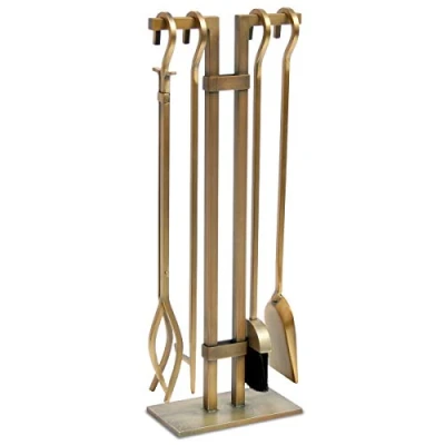 Image of Pilgrim Home and Hearth 18086 Sinclair Fireplace Tool Set, Burnished Brass, Metal, 20 Pounds