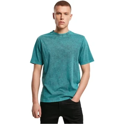 Image of Build Your Brand Men&#039;s Acid Washed Tee T Shirt, Teal Black, XXXX Large