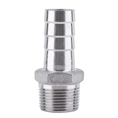 Image of 1 x SS304 Stainless Steel Barbed Hose Connector with Thread Adaptor DFE Tail Pipe 1/8 3/4