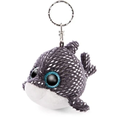 Image of Nici 46961 Glubschis: The Original Shark Ferris 9 cm Sea Creature Soft Pendant for lanyards &amp; Key Holders, Keyrings Girls Boys Small Plush Toys, Black/Silver