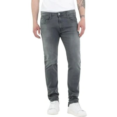 Image of Replay men&#039;s Anbass slim fit jeans with power stretch, Gray (Dark 096), W38 x L34