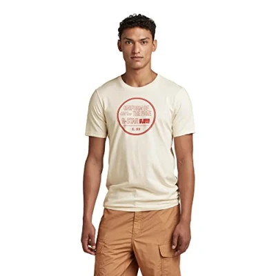Image of G STAR RAW Men&#039;s Chest Graphic Slim T Shirt, Beige (ecru D23159 D367 159), S