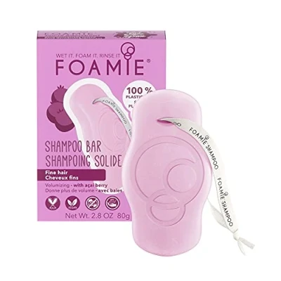 Image of FOAMIE Shampoo Bar, Acai for Volume, Plastic Free, pH Balanced, Soap No Sulphates or Parabens. Made in the UK.